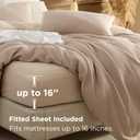 Bedsure 100% Cotton Duvet Cover King Size with Fitted Sheet - 4 Pieces Khaki Waffle Weave Duvet Covers, PureWowen Breathable Bedding Set Includes 1 Duvet Cover 104x90, 1 Fitted Sheet, 2 Pillow Shams
