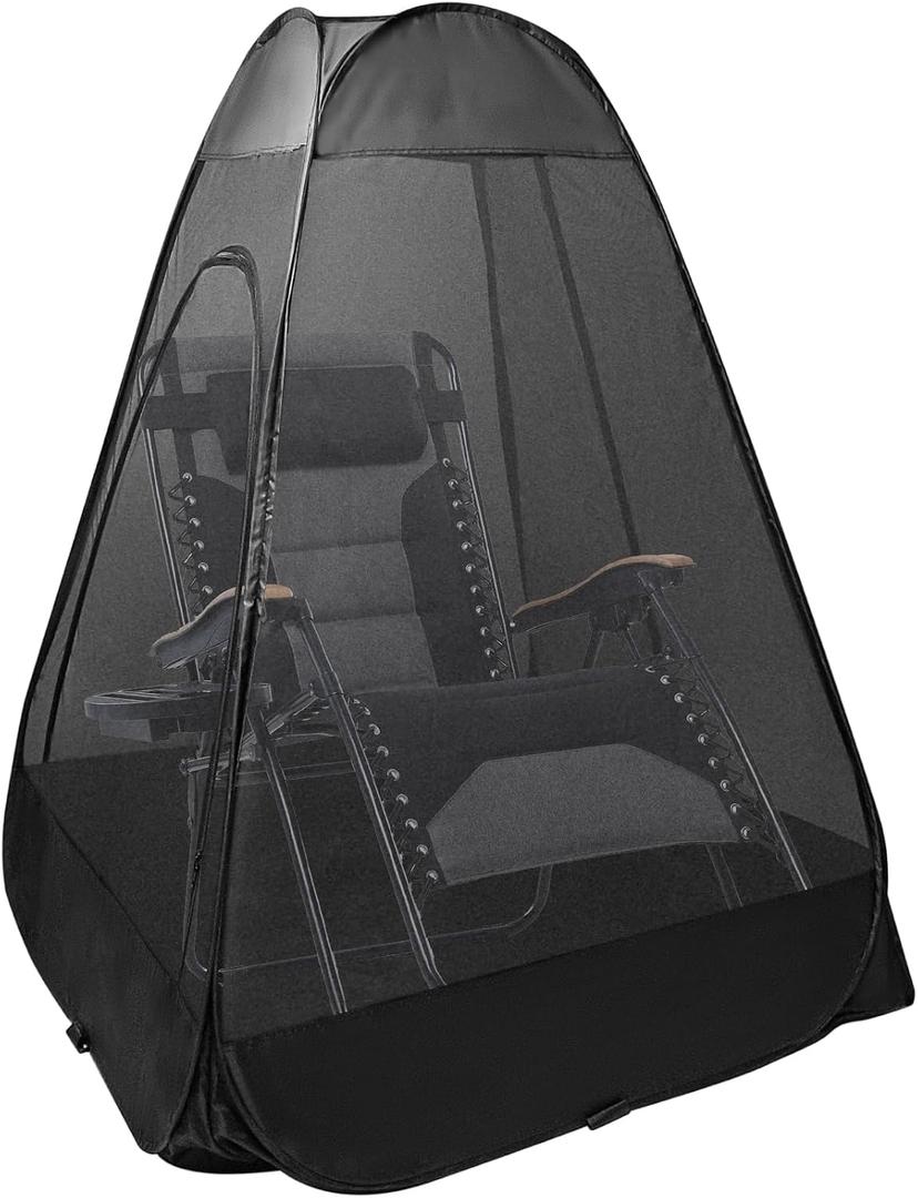 1-Person Camping Chair Pop up Tent, 47"x47"x59" See Through Single Mesh Tent Bugs Barrier Mosquito Net 2 Zipper Doors Outdoor Sports Pod Shelter with Bag for Fishing, Not Included Chair