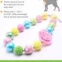 Hosiwei Princess Bubblegum Dog Collar Necklace, Chunky Beads (19mm) with Flower Charm Pet Collar | Adjustable Sparkling Pet Jewelry Accessory for Dogs, Daily Wear & Costume Parties (14-18 in)