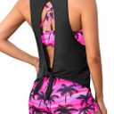 Aqua Eve 3 Piece Tankini Swimsuit for Women Tank Bathing Suit with Shorts Open Back Athletic Swimwear (Medium, Pink)