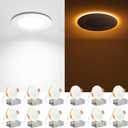 Amico 12 Pack 3 Inch 5CCT LED Recessed Ceiling Light with Night Light, 2700K/3000K/3500K/4000K/5000K Selectable Ultra-Thin Recessed Lighting, 7W=65W, 500LM, Dimmable Canless Wafer Downlight ETL&FCC