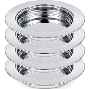 Zhehao 4 Pcs Communion Plates for Church Communion Bread Tray Plate Church Supplies Set Polished Stainless Steel Tray (Silver)