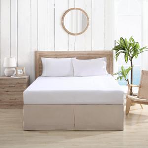 Tommy Bahama - King Size Bedskirt, Soft & Smooth 100% Cotton Sateen Tailored Bedding, Lightweight Bedding with 15" Drop (Medium Beige)