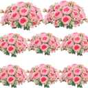 ASTRYAS 8Pcs Pink Silk Artificial Flowers Peonies Silk Flowers Fake Peony Bouquet Faux Peonies Flowers Bulk for Decoration Vase Florals Arrangements Wedding Home Party Table - Pink