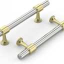 Haliwu 10 Pack Brushed Gold and Nickel Cabinet Pulls, 3 Inch Hole Center Drawer Handles, Two Colors Zinc & Aluminum Alloy for Bathroom and Kitchen Hardware