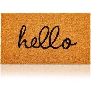 Juvale Hello Coco Coir Doormat for Patio and Front Door - Natural Coconut Fiber Coco Coir Rug Welcome Matt Outdoor -17 x 30 in