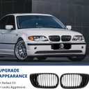 E46 Grille, Front Kidney Grill Compatible with BMW 3 Series 2002-2005 E46 4-Door 320i 325i 325xi 330i 330xi Single Slat Gloss Black Grill