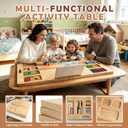 Building Tray Board for Lego, 41" x 21" Large-Area Building Baseplate Table, Natural Solid Wood, Foldable Building Table for Adults & 3+ Children, Multi-Activity Baseplate Board