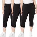 TNNZEET 3 Pack Plus Size Capri Leggings with Pockets for Women, High Waisted Black Workout Yoga Leggings  3XL 
