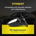 Driver Side Mirror (Left/LH) Compatible with Hyundai Elantra 2017-2020, Power Adjust, Manual-Folding, 3-Pin Connector, Black Housing, Replaces 87610F3050, HY1320224