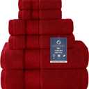 Cozyart Red Bath Towel Set 6 Piece, Luxury 100% Turkish Cotton 650GSM Hotel Quality, Soft, Absorbent,Towel Sets for Bathroom | 2 Bath Towels 2 Hand Towels 2 Washcloths