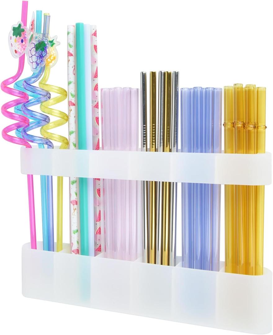 2 x Straw Holder for Cabinet Door, Silicone Straw Organizer for Cabinet Door, Kitchen Cabinet Organizer Reusable Straws Dispenser for Home Kitchen Accessories (Transparent)