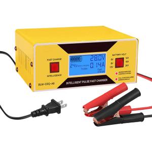 Car Battery Charger Automatic, 6/8/12/14/16/24V Adjustable Voltage Battery Charger 0-10A, Battery Maintainer, Smart Trickle Charger for Golf Cart, Car,Automotive,Motorcycle,Lawn Mower,Marine,Boat,ATV