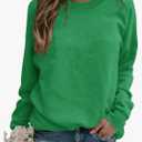 Womens Crewneck Long Raglan Sleeve Sweatshirt Relaxed Fit Pullover Tops XL