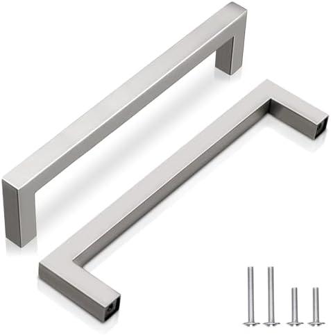 192mm (7-1/2") Brushed Nickel Stainless Steel Cabinet Hardware 10 Pack Durable Drawer Pulls & Dresser Handles for Kitchen, Bathroom, Cabinets