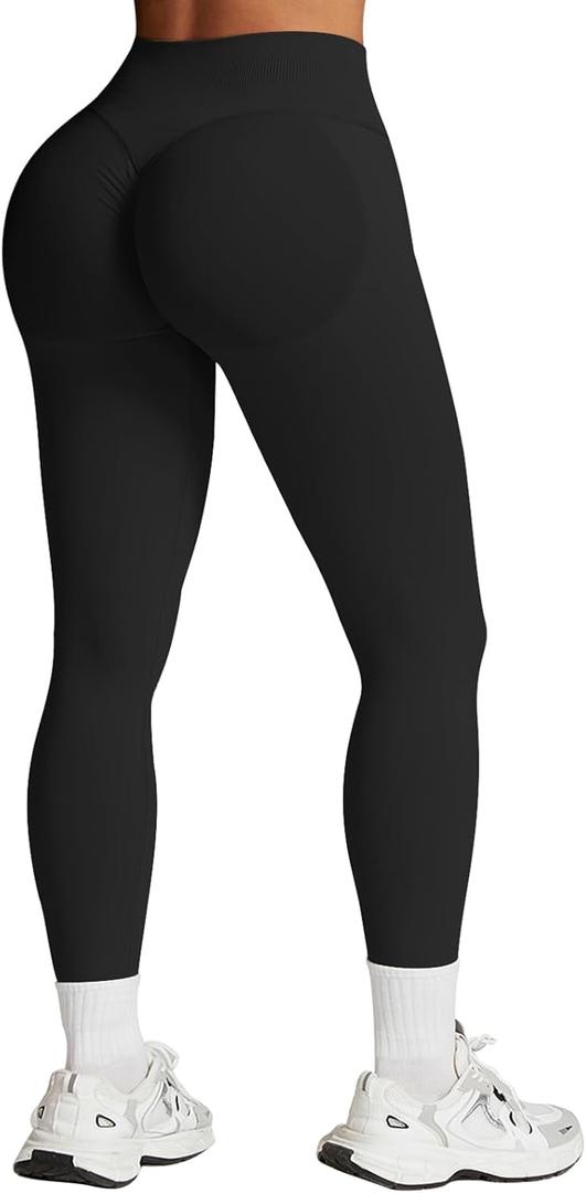 Impact Leggings for Women Hidden Scrunch Butt Leggings Seamless Workout Gym Yoga Pants Compression Tummy Control (Medium, Black)