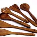 KLEO - Set of 5 Spoons - Solid Wooden Spoons & Turner Set | Serving Spoons | Salad Spoons | Ladles | Cutlery Set | Cooking Spoons