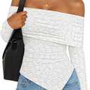 ZESICA Women's Fall Floral Off Shoulder Tops 2025 Mesh Long Sleeve Shirts Asymmetrical Ruched Tee Blouses Trendy Outfits (S)