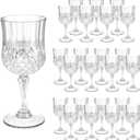 7OZ Plastic Wine Glasses, Disposable Goblets Drinking Glasses Crystal Vintage Water Cups Unbreakable Champagne for Wedding, Parties, Valentine's Day (Transparent)