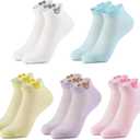 Glamorstar Womens Ankle Socks 5 Packs Pastal Cute Low Cut Socks (One Size)