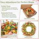 26" Floral Wreath, Artificial Spring Wreaths for Front Door, with Wildflower Portulaca Flowers, Indoor Outdoor Porch Window Wall Home Decor for Valentines Day Easter, Summer & Wedding Orange