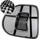 Black Lumbar Mesh Back Brace Support Office Home Car Seat Chair Ventilate Cool Cushion Pad with Massage | Breathable, Massage Beads for Ultimate Comfort (1 Piece)
