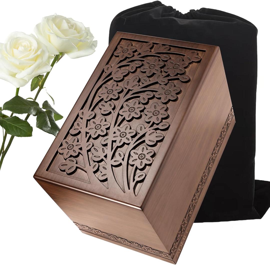 Cremation Urns for Human Ashes Adult Male or Female, Funeral Memorial Urns for Ashes, Wooden Tree of Life Decorative Urns Box and Casket for Men Women Child, Burial Urn for Adults Up to 250 IBS