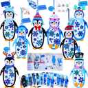Winlyn 24 Sets Winter Decorations DIY Penguin Ornaments Bookmarks Christmas Craft Kits Foam Penguin with Snowflake Foam Stickers for Kids Holiday Seasonal Gift Home Classroom Activities Party Favors