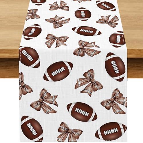 Buxiuer Football Bow Table Runner Fall Tailgate Party Decorations Touchdown Rugby Sport Theme Birthday Decor Dining Room Home Kitchen Island Decor, 13 x 72 inches