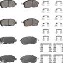 Front Rear Ceramic Disc Brake Pads Set for Nissan Altima 2002-2013, Sentra 2007-2017, Juke 2011-2017, 350Z 2003-2005, for INFINITI G35 2003-2005 8PCS(With Hardware)