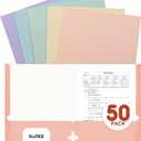 SUNEE Folders with Pockets 3 Hole Punched (50 Pack, Pastel Colors), 2 Pocket Folders Fit Letter Size Paper, Paper File Folder for School Office Home Business