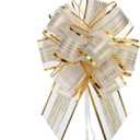 MECCANIXITY 10pcs 7 Inch Large Pull Bow Gift Wrapping Bows Ribbon Organza Cream White for Wedding Baskets Presents Christmas Party