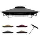 Grill Gazebo Replacement Roof, 5x8ft Outdoor BBQ Gazebo Canopy Cover, Double Tiered Grill Gazebo Replacement Roof for #L-GG001PST-F (Grey)