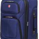 SwissGear Sion Softside Expandable Luggage  Carry-On Suitcase with 360 Degree Wheels & Retractable Handle  21 Inch, Perfect for 1-3 Night Trips  Blue