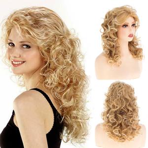 Long Curly Wavy Blonde Wig for Women Synthetic Heat Resistant Hair with Wig Cap,19 Inch