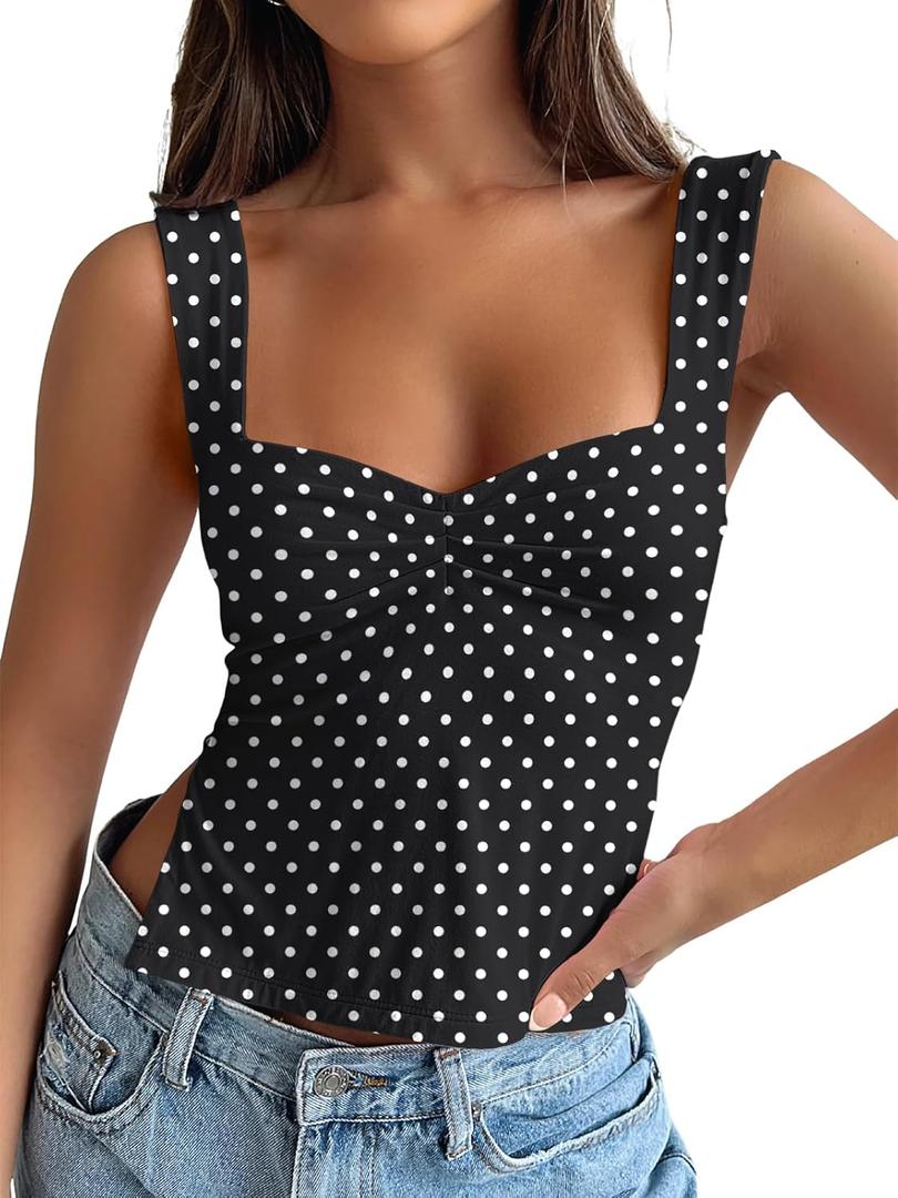 Trendy Queen Double Lined Crop Tank Top for Women Cute Summer Backless Shirt Spring Y2K Top Junior Going Out Concert Vacation (Black, XL)