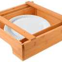 8.5-12 Inch Adjustable Paper Plate Dispenser, Paper Plate Holder Under Cabinet, Paper Plate Organizer for Cabinet Space Saver - Size Large and Bamboo Material