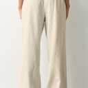 CHYRII Women's Summer Casual Wide Leg Pants Cotton Linen Palazzo Pants Beach Vacation Trouser with Pockets (Beige, M)