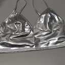 Vinaderhom Women's Metallic Crop Top Shiny Rave Bra for Dance Festivals Costumes L