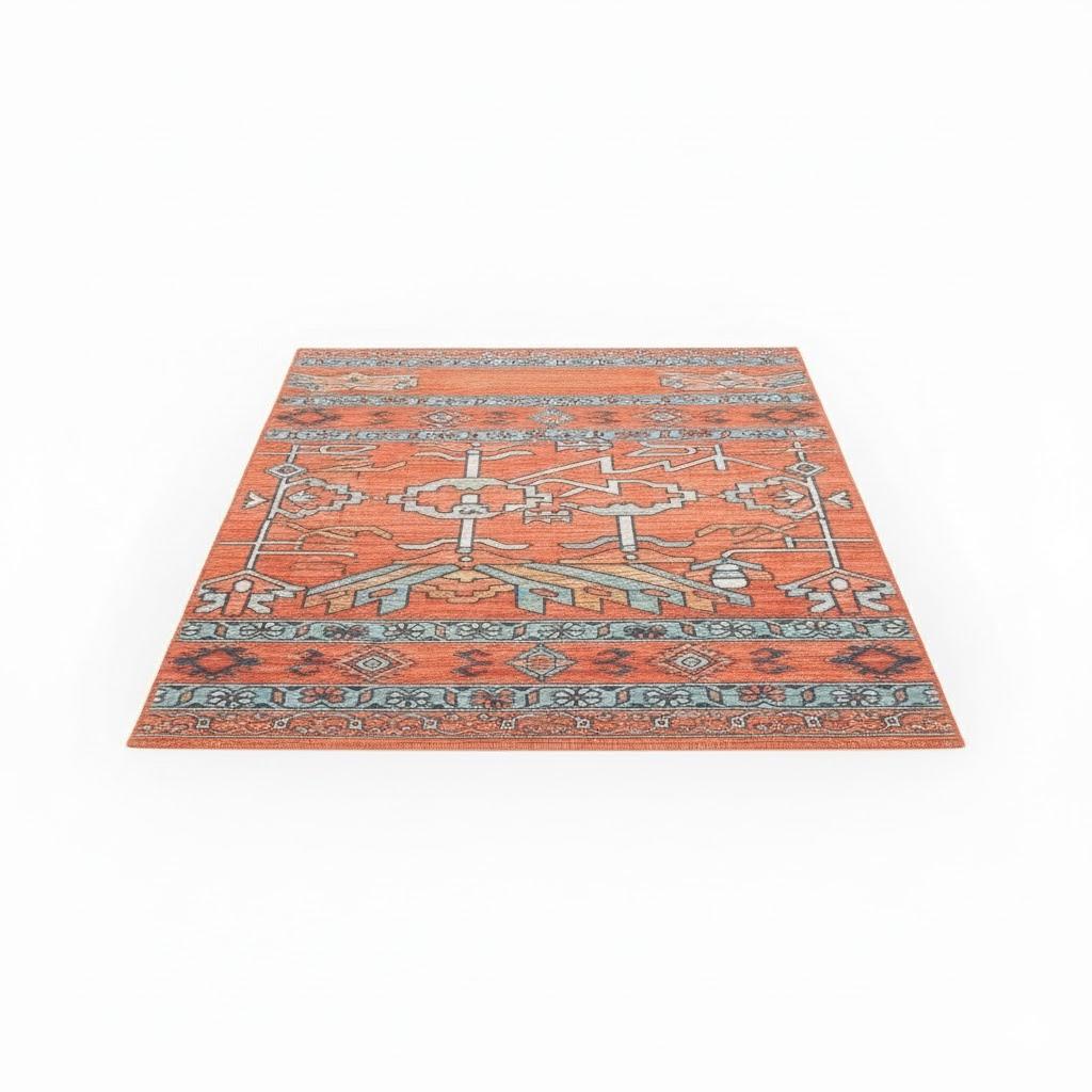 Syalife 9x12 Washable Area Rug, Ultra Soft Non-Slip, Low Pile, Stain Resistant Abstract Area Rug for Living Room, Boho Carpet for Bedroom, Dining Room, Office, Foldable Large Rug