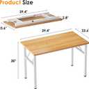 Need Folding Computer Desk - 39.4 Inch Foldable Office Writing Work Study Kids Student Teacher Home Bedroom Table for Small Space, Teak & White
