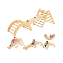 Beright 5 In1 Pikler Triangle Gym, Foldable Climbing Triangle Ladder Toys with Ramp, Indoor Climbing Toys for Kids, Play Gym, Arch Climber, Rocker, Learning Waldorf Children Toy Structure, Rainbow