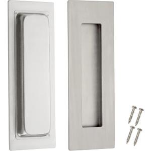 Kindoodos Sliding Barn Door Finger Pull, Recessed Flush Pulls, Stainless Steel Invisible Handle for Closet Door Hardware with Flat Bottom(6 inch,2 Pack)