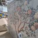 Oversized Framed Vintage Chinoiserie Landscape Living Room Wall Art, 72x48, 70"L x 47"W