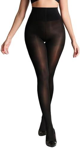 LUCKMEEY Tights for Women – Rip-Resistant 40D Black Semi Opaque High Waist Control Top Pantyhose Stocking Under Dress Size S/M