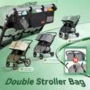 Guiseapue Double Stroller Organizer with 2 Insulated Cup Holders: Parent Console Double Jogging Stroller Accessories Fits for Baby Jogger City Mini GT2 and Jeep Double Stroller