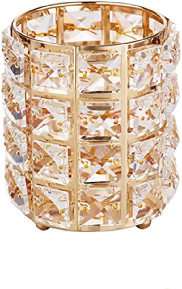 Crystal Beads Makeup Brush Holder, Makeup Brush Organizer Vanity Decor, Handcrafted Cosmetics Brushes Cup, Crystal Cup for Makeup Brushes(Gold)