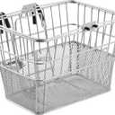 Retrospec Apollo Detachable Front Bike Basket Steel Half-Mesh with Integrated Detachable Hooks and Built-In Handle, Easy Assembly and Portability for Bicycles (Silver)