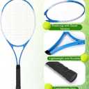4 Pack Tennis Rackets for Adults Recreational 4 Players Pre Strung 27 Inch Tennis Racquets Lightweight Rackets Bulk with Balls Overgrips for Training, 27 inches , 100-135 sq. inches