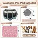 Dog Cat Small Animal Puppy Playpen Crate with 2 Blankets, Medium, Grey